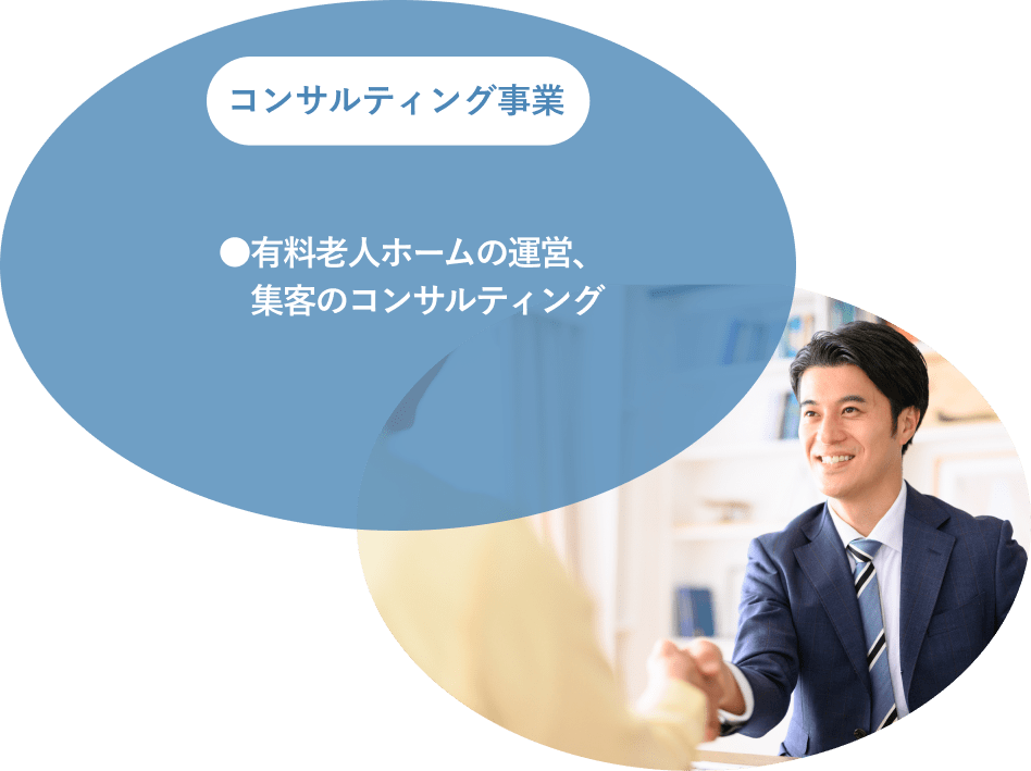 コンサルティング事業。有料老人ホーム運営、集客のコンサルティング